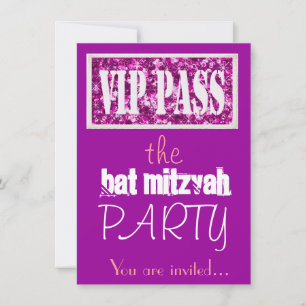 Pink and purple Bat Mitzvah VIP party Invitation