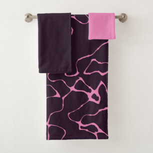 pink and purple bath towel set
