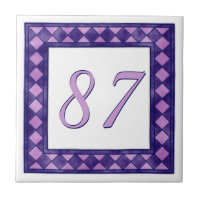 Pink and Purple Big Chequered House Number