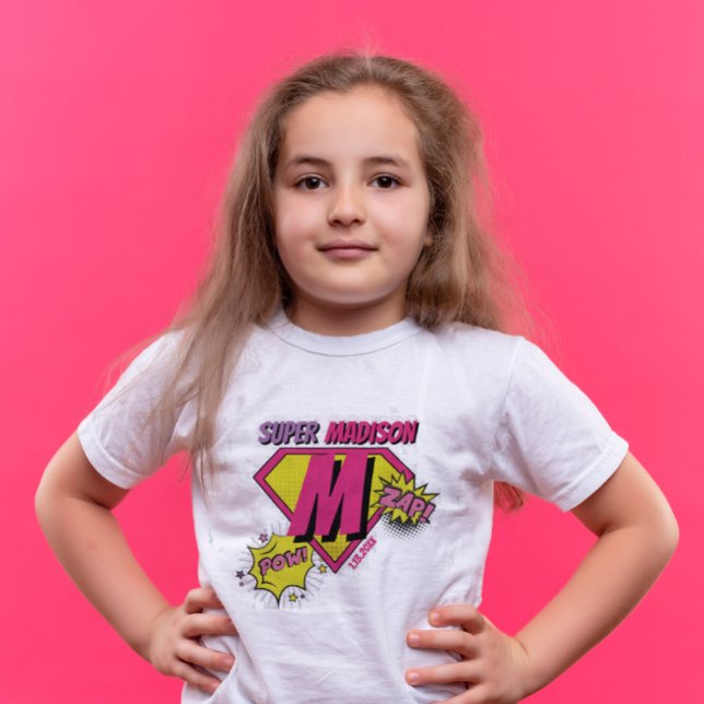 Pink and Purple Birthday Girl Super Hero birthday  T-Shirt (Creator Uploaded)
