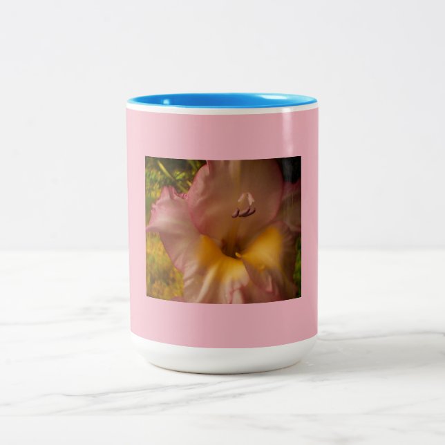 Pink and Purple Bloom Two-Tone Coffee Mug (Center)