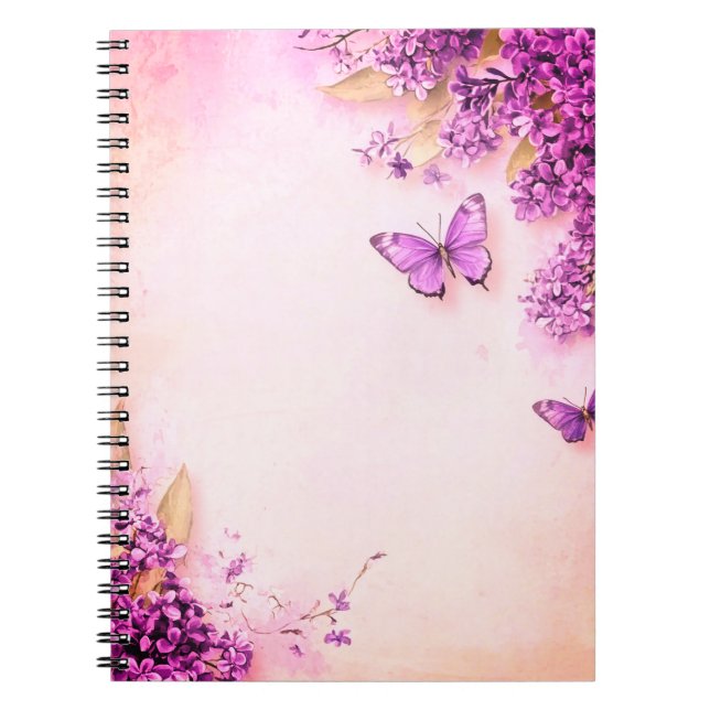 Pink and Purple Butterflies  Notebook (Front)