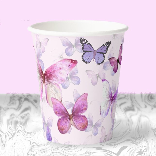 Pink and Purple Butterfly Baby Shower  Paper Cups (Creator Uploaded)