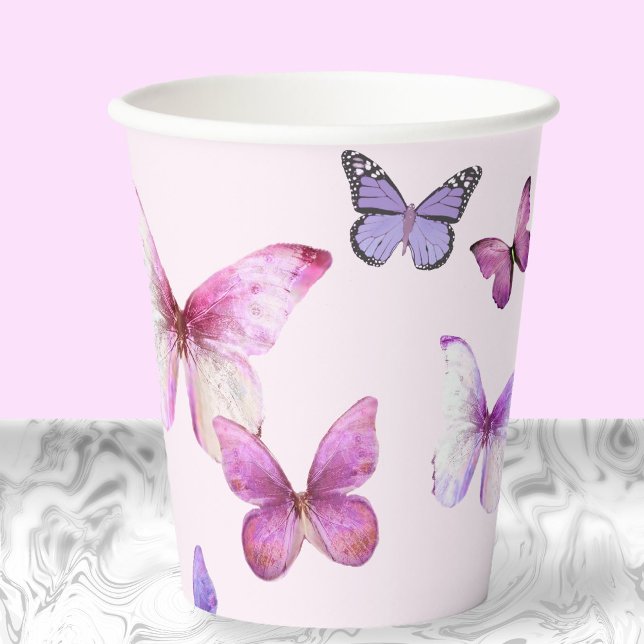 Pink and Purple Butterfly Baby Shower  Paper Cups (Creator Uploaded)