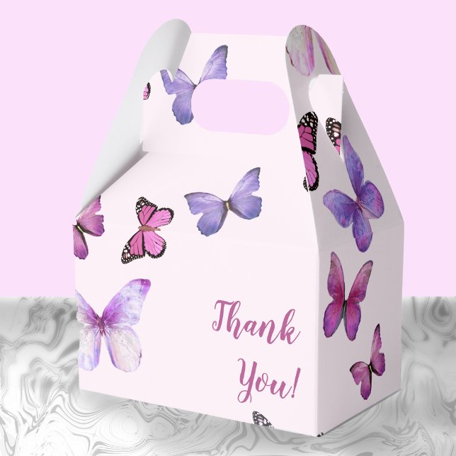 Pink and Purple Butterfly Baby Shower Thank You Favour Box (Creator Uploaded)