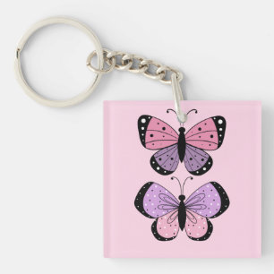 Pink and Purple Butterfly  Key Ring