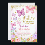 Pink and Purple Butterfly Kid's Birthday Invite<br><div class="desc">Pink and Purple Butterfly Kid's Birthday Invitation</div>