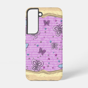 Pink And Purple Butterfly Pattern Samsung Galaxy Case