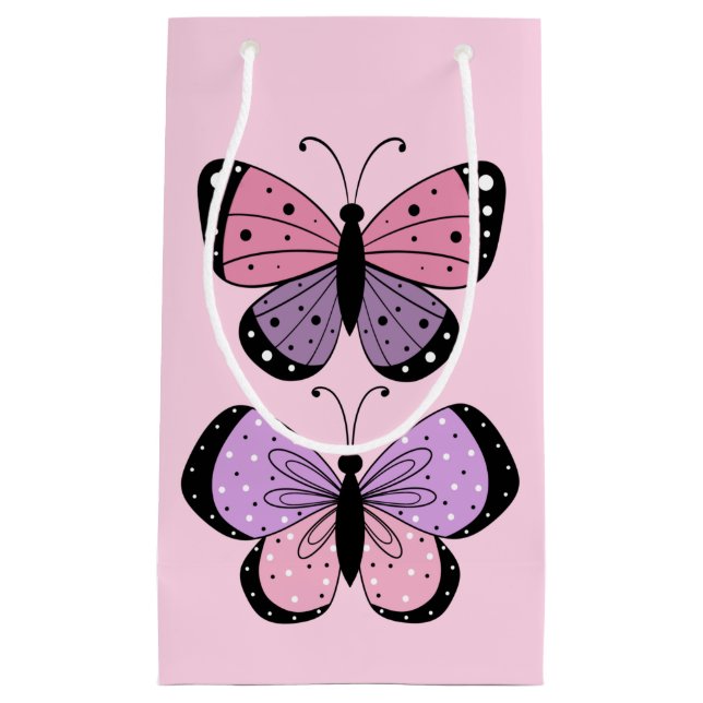 Pink and Purple Butterfly  Small Gift Bag (Front)