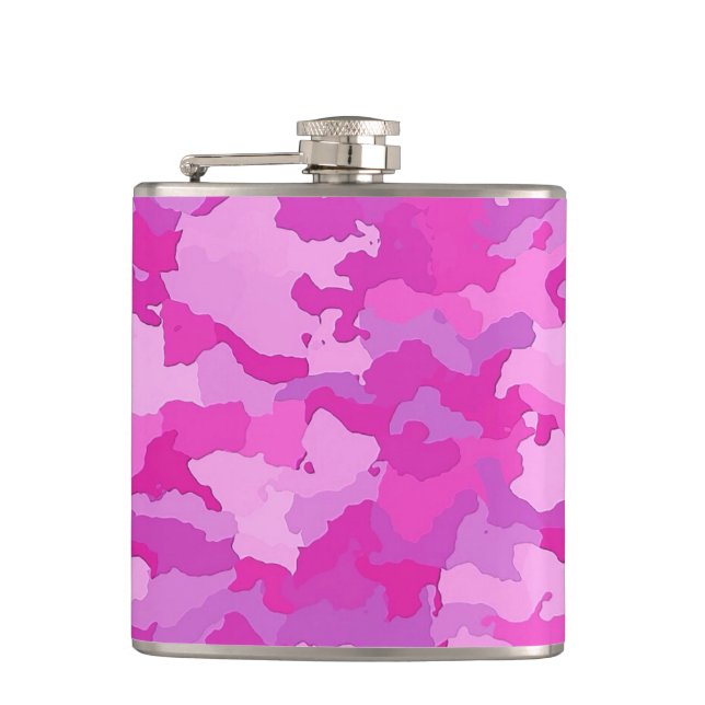 Pink and Purple Camo Hip Flask (Front)