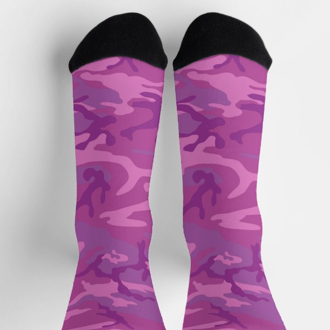 Pink and Purple Camouflage Art Crazy Socks (Top)