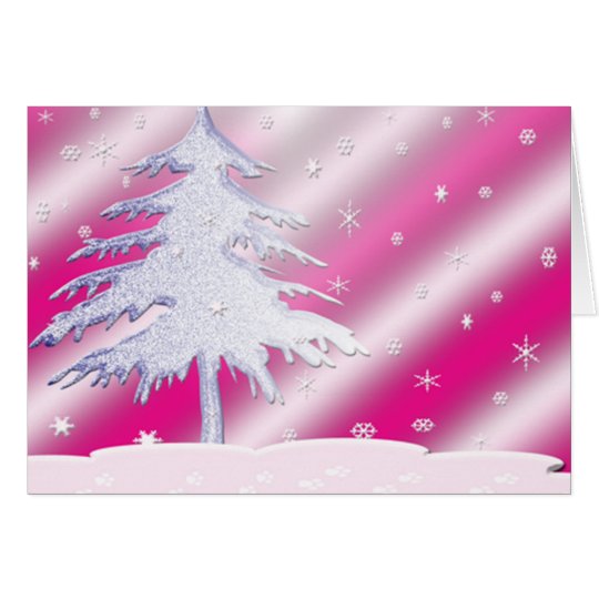 Pink and Purple Christmas Tree Card