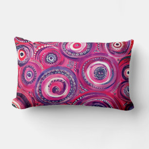 Pink and Purple Circles and Swirls Original Art Lumbar Cushion