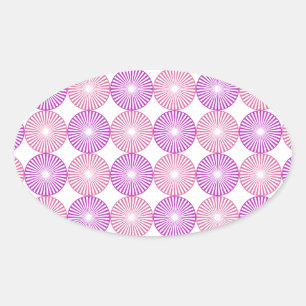 Pink and purple circles pattern oval sticker
