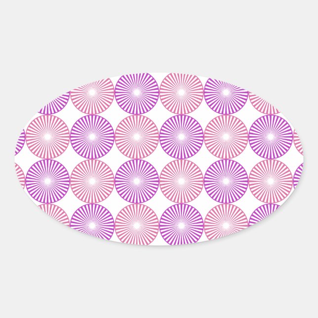 Pink and purple circles pattern oval sticker (Front)