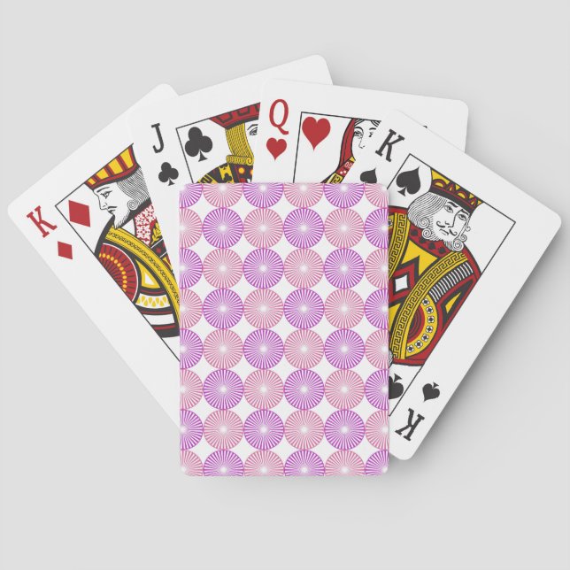 Pink and purple circles pattern playing cards (Back)