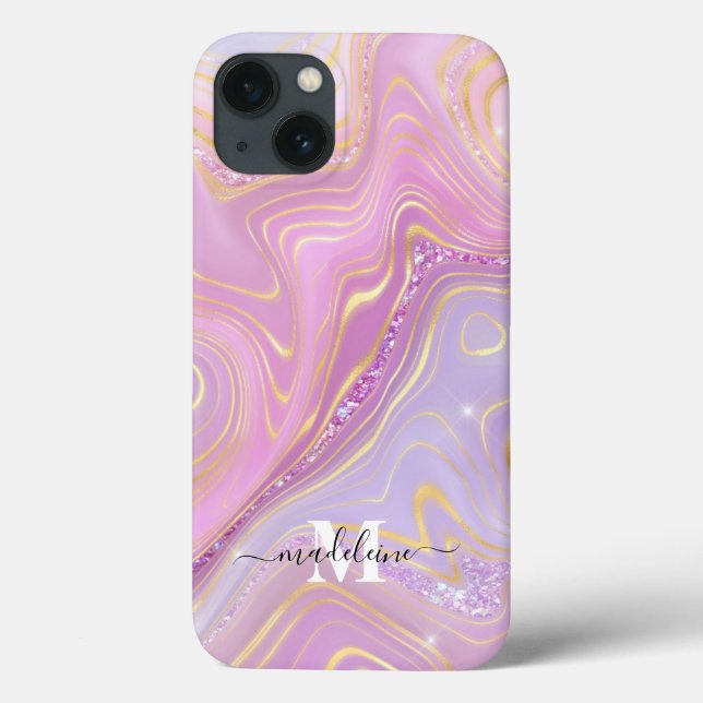  Pink And Purple Crystal Marble Iridescent Agate C Case-Mate iPhone Case (Back)
