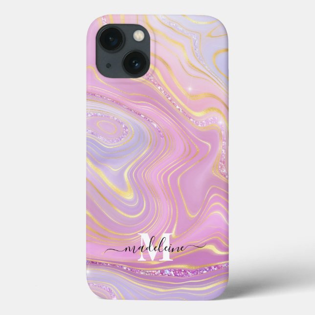 Pink And Purple Crystal Marble Iridescent Agate Case-Mate iPhone Case (Back)