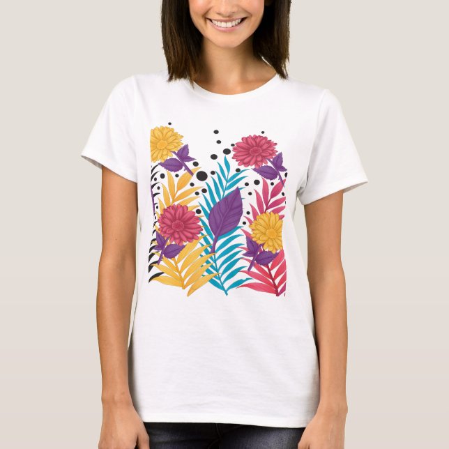 Pink and purple cut flowers with intricate petals  T-Shirt (Front)