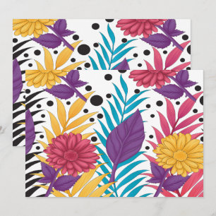 Pink and purple cut flowers with intricate petals thank you card