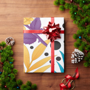 Pink and purple cut flowers with intricate petals  wrapping paper