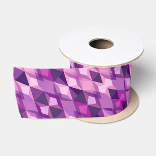 Pink and purple diamond Geometric shapes pattern Satin Ribbon