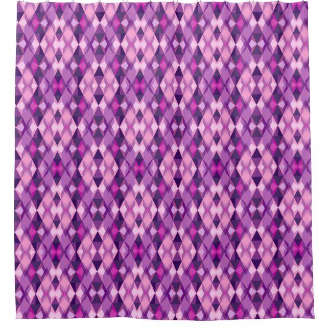  Pink and purple diamond Geometric shapes pattern Shower Curtain (Front)