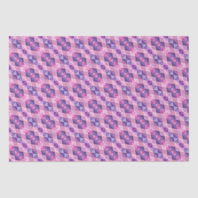  Pink and purple diamond Geometric shapes pattern Tissue Paper (Front)