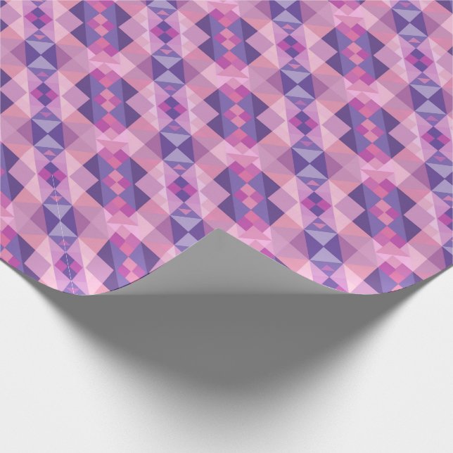  Pink and purple diamond Geometric shapes pattern Wrapping Paper (Corner)