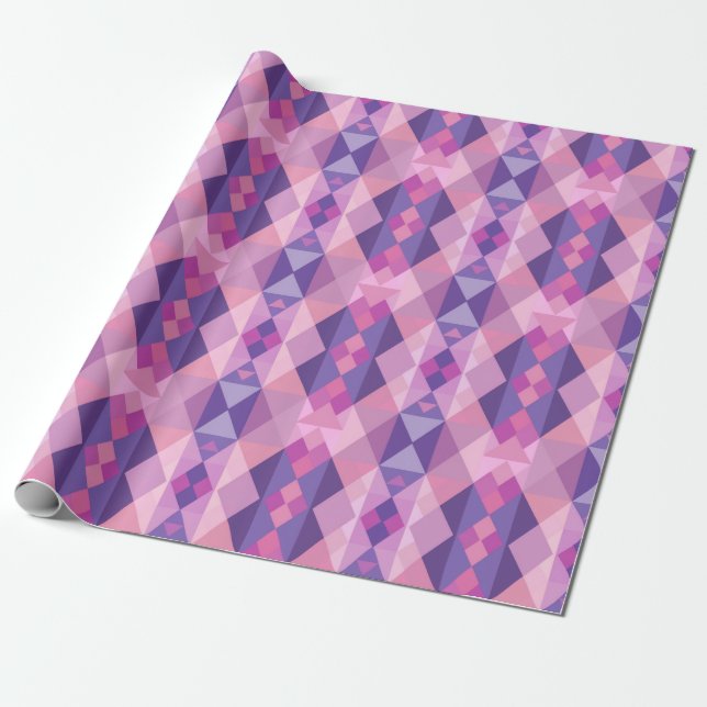  Pink and purple diamond Geometric shapes pattern Wrapping Paper (Unrolled)