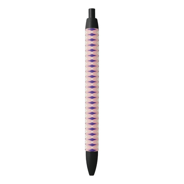 Pink and Purple Diamond Pattern Black Ink Pen (Front Vertical)