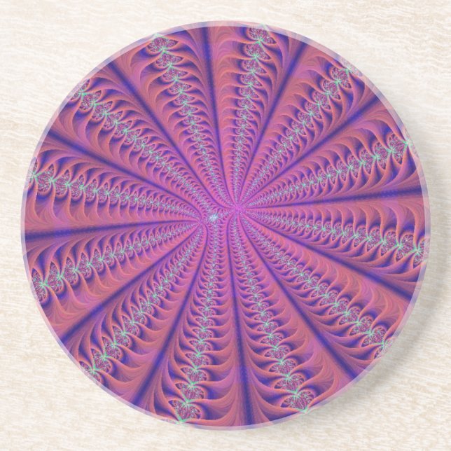 Pink and Purple Digital Flower Coaster (Front)