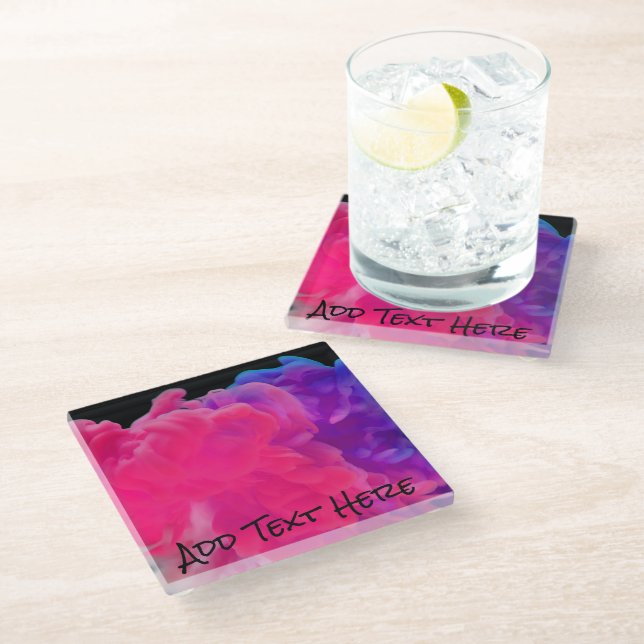 Pink and Purple Digital Smoke Glass Coaster (Angled)