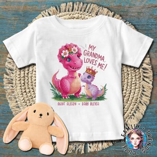 Pink and Purple Dinos My Great Aunt Loves Me Baby T-Shirt
