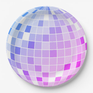 Pink and Purple Disco Ball Birthday Party Paper Plate
