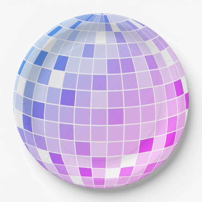 Pink and Purple Disco Ball Birthday Party Paper Plate (Front)