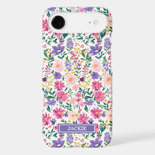 Pink and Purple Ditsy Flowers Monogrammed