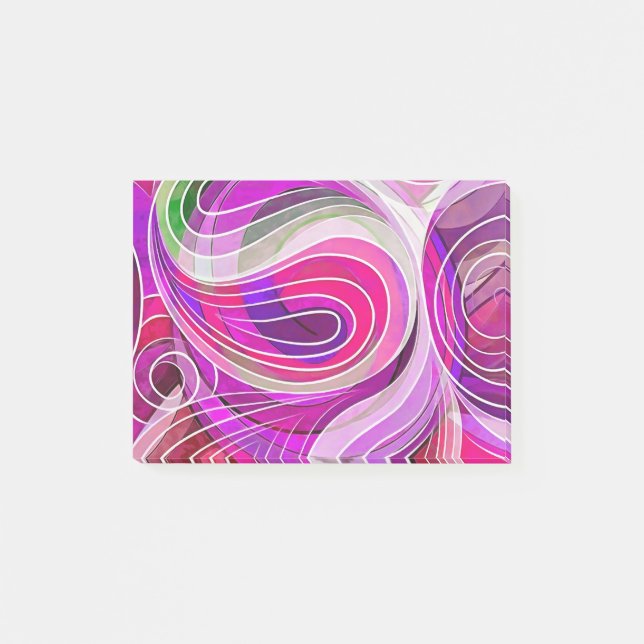 Pink and Purple Doodle With White Lines Post-it Notes (Front)