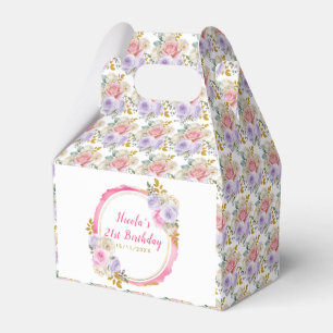 Pink and Purple Elegant Flowers Birthday Favour Box