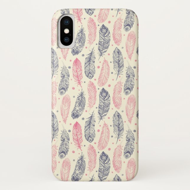 Pink And Purple Ethnic Feather Pattern Case-Mate iPhone Case (Back)