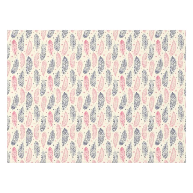 Pink And Purple Ethnic Feather Pattern Tablecloth (Front (Horizontal))