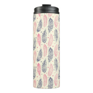 Pink And Purple Ethnic Feather Pattern Thermal Tumbler
