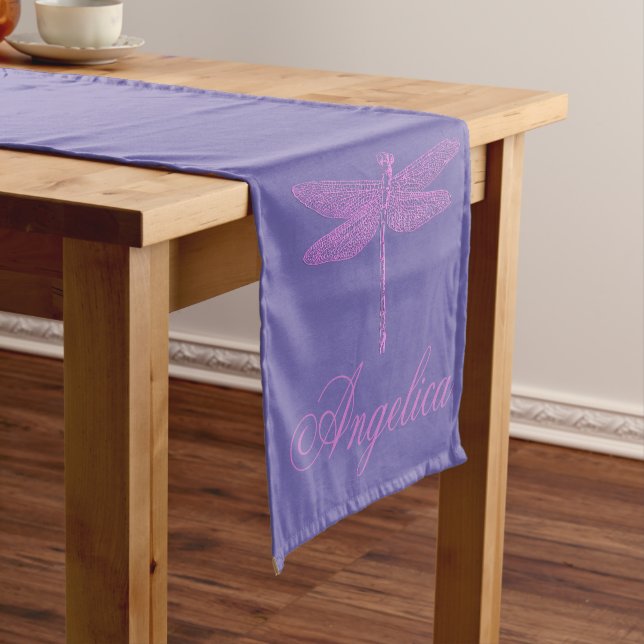 Pink and Purple Fantasy Dragonfly  Short Table Runner (In Situ)