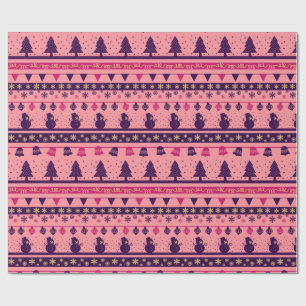 Pink and Purple Festive Holiday Cheer Wrapping Paper