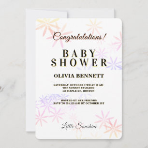 Pink and Purple Floral Baby Shower Invitation
