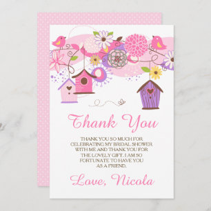 Pink and Purple Floral Bridal Shower Thank You