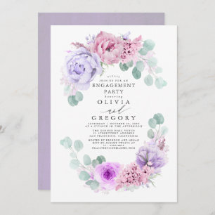 Pink and Purple Floral Elegant Engagement Party Invitation