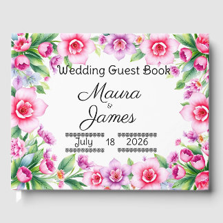 Pink and Purple Floral Guest Book