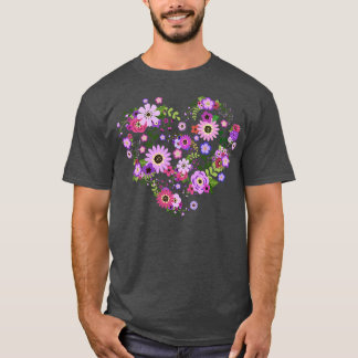 Pink and Purple Floral Heart T-Shirt