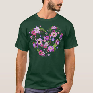 Pink and Purple Floral Heart T-Shirt